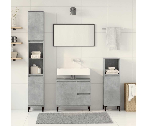 Set muebles de baño 2 piezas madera contrachapada gris hormigón