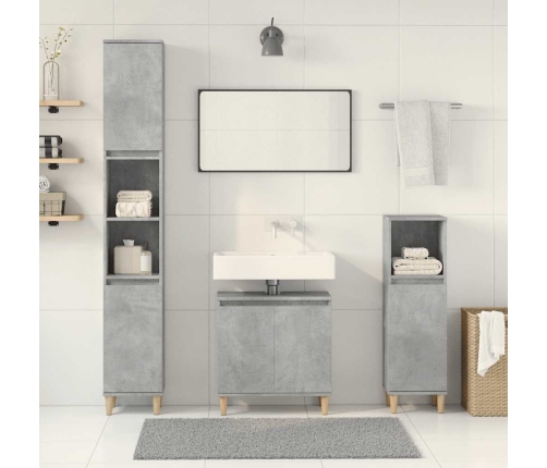 Set muebles de baño 2 piezas madera contrachapada gris hormigón