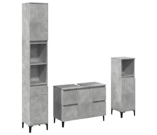 Set muebles de baño 2 piezas madera contrachapada gris hormigón