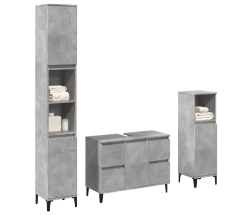 Set muebles de baño 2 piezas madera contrachapada gris hormigón