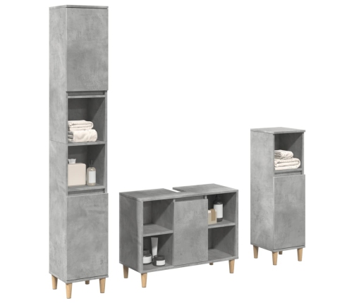 Set muebles de baño 2 piezas madera contrachapada gris hormigón