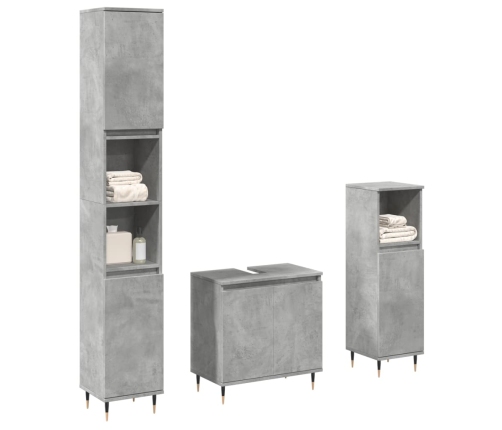 Set muebles de baño 2 piezas madera contrachapada gris hormigón