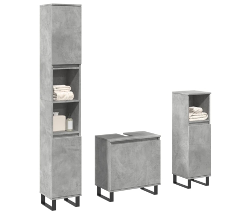 Set muebles de baño 2 piezas madera contrachapada gris hormigón