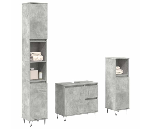 Set muebles de baño 2 piezas madera contrachapada gris hormigón