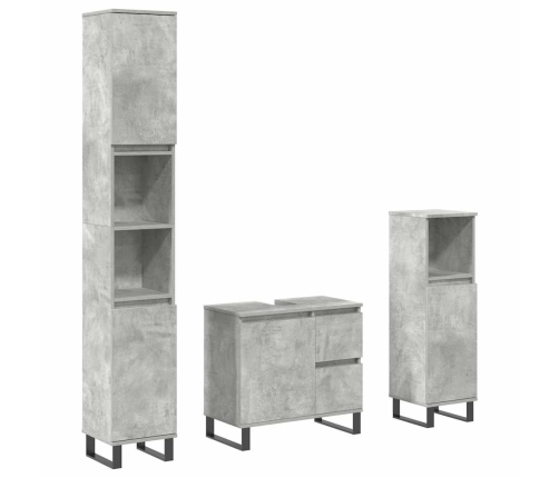 Set muebles de baño 2 piezas madera contrachapada gris hormigón