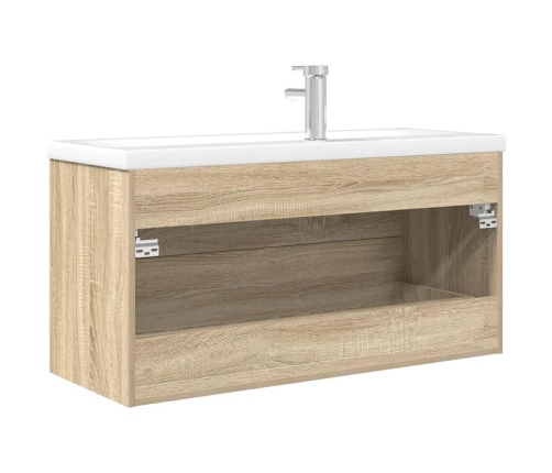 Set de muebles de baño 2 pzas madera contrachapada roble Sonoma