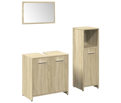 Set de muebles de baño 3 pzas madera contrachapada roble Sonoma