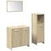 Set de muebles de baño 3 pzas madera contrachapada roble Sonoma