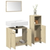 Set de muebles de baño 3 pzas madera contrachapada roble Sonoma