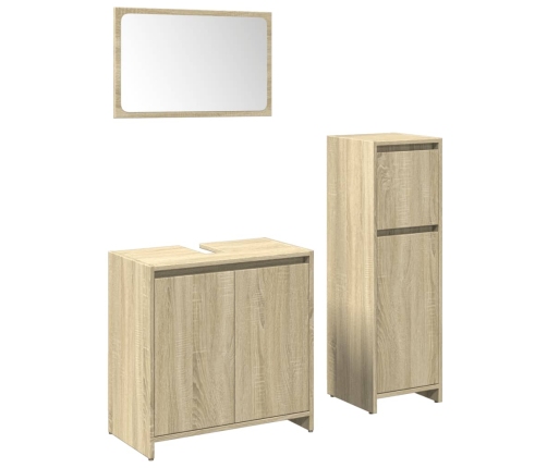 Set de muebles de baño 3 pzas madera contrachapada roble Sonoma