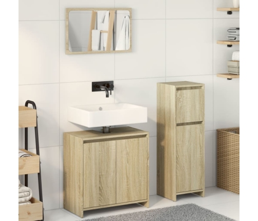 Set de muebles de baño 3 pzas madera contrachapada roble Sonoma