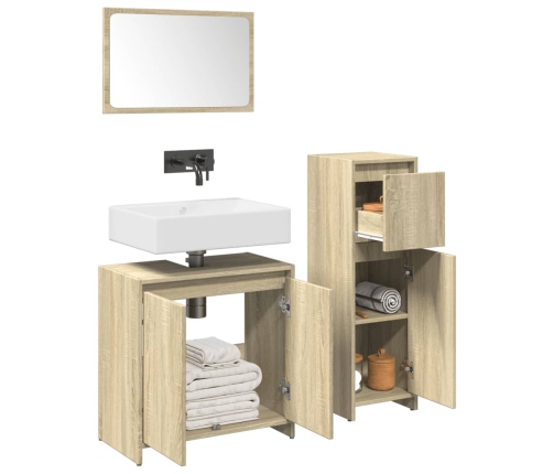 Set de muebles de baño 3 pzas madera contrachapada roble Sonoma