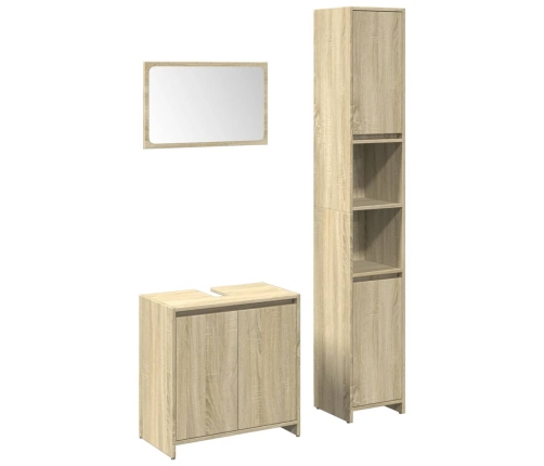 Set de muebles de baño 3 pzas madera contrachapada roble Sonoma