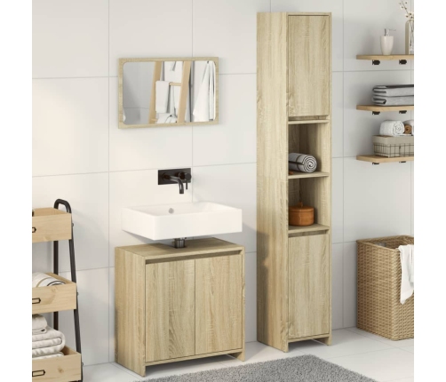 Set de muebles de baño 3 pzas madera contrachapada roble Sonoma