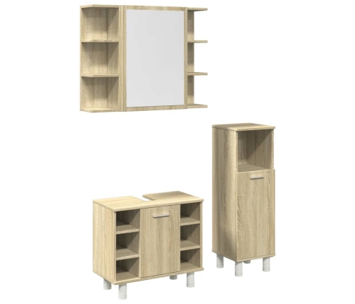 Set de muebles de baño 3 pzas madera contrachapada roble Sonoma