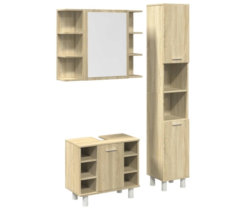 Set de muebles de baño 3 pzas madera contrachapada roble Sonoma