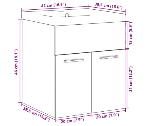 Set de muebles de baño 2 pzas madera contrachapada roble Sonoma