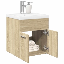 Set de muebles de baño 2 pzas madera contrachapada roble Sonoma