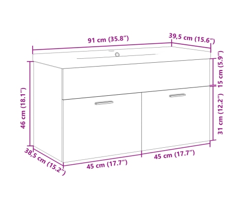 Mueble de baño con lavabo integrado roble Sonoma