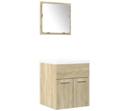 Set de muebles de baño 3 pzas madera contrachapada roble Sonoma