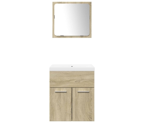 Set de muebles de baño 3 pzas madera contrachapada roble Sonoma