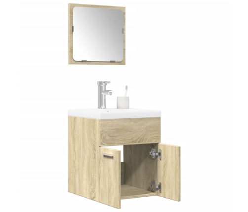 Set de muebles de baño 3 pzas madera contrachapada roble Sonoma