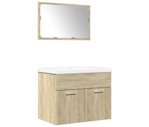 Set de muebles de baño 3 pzas madera contrachapada roble Sonoma