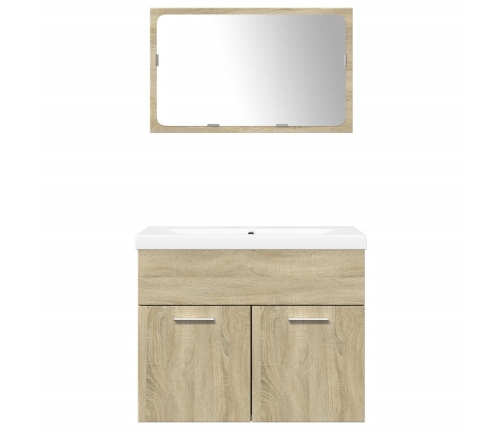 Set de muebles de baño 3 pzas madera contrachapada roble Sonoma