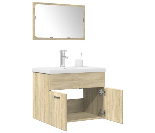 Set de muebles de baño 3 pzas madera contrachapada roble Sonoma