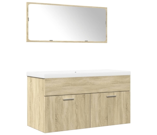 Set de muebles de baño 3 pzas madera contrachapada roble Sonoma