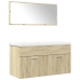 Set de muebles de baño 3 pzas madera contrachapada roble Sonoma