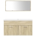 Set de muebles de baño 3 pzas madera contrachapada roble Sonoma