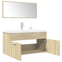 Set de muebles de baño 3 pzas madera contrachapada roble Sonoma