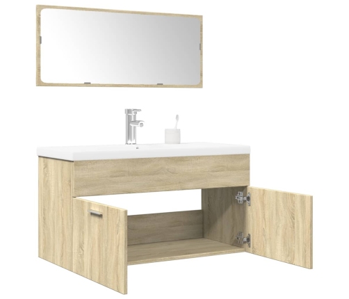 Set de muebles de baño 3 pzas madera contrachapada roble Sonoma