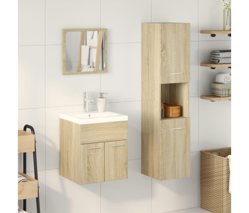 Set de muebles de baño 3 pzas madera contrachapada roble Sonoma