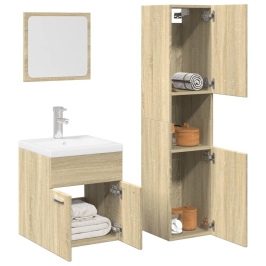 Set de muebles de baño 3 pzas madera contrachapada roble Sonoma