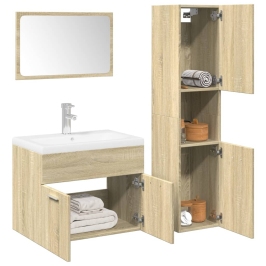 Set de muebles de baño 3 pzas madera contrachapada roble Sonoma