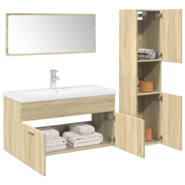 Set de muebles de baño 3 pzas madera contrachapada roble Sonoma