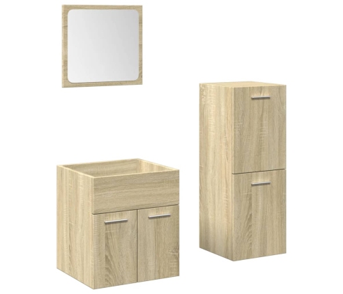 Set de muebles de baño 3 pzas madera contrachapada roble Sonoma