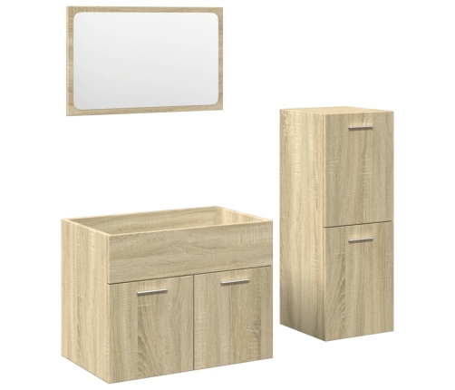 Set de muebles de baño 3 pzas madera contrachapada roble Sonoma