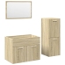 Set de muebles de baño 3 pzas madera contrachapada roble Sonoma