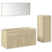 Set de muebles de baño 3 pzas madera contrachapada roble Sonoma