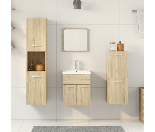 Juego de muebles de baño 5 pzas madera ingeniería roble Sonoma