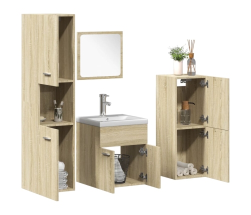 Juego de muebles de baño 5 pzas madera ingeniería roble Sonoma