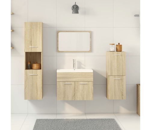 Juego de muebles de baño 5 pzas madera ingeniería roble Sonoma