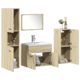 Juego de muebles de baño 5 pzas madera ingeniería roble Sonoma