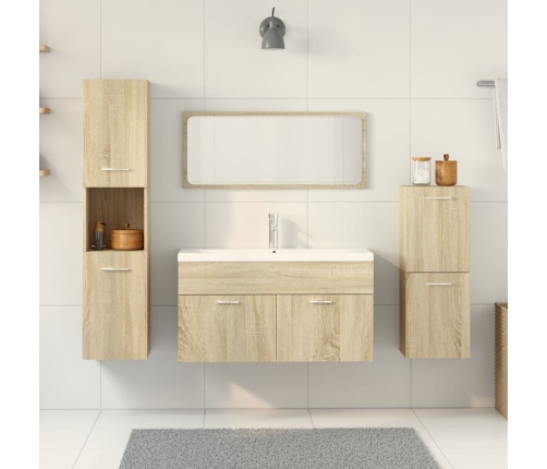 Juego de muebles de baño 5 pzas madera ingeniería roble Sonoma