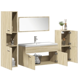 Juego de muebles de baño 5 pzas madera ingeniería roble Sonoma