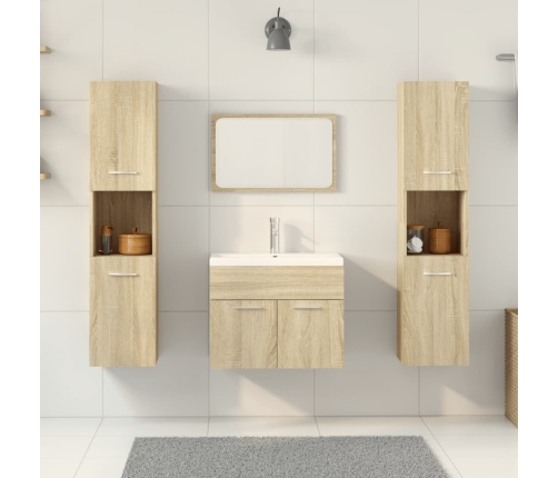 Juego de muebles de baño 5 pzas madera ingeniería roble Sonoma