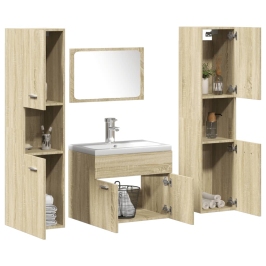 Juego de muebles de baño 5 pzas madera ingeniería roble Sonoma